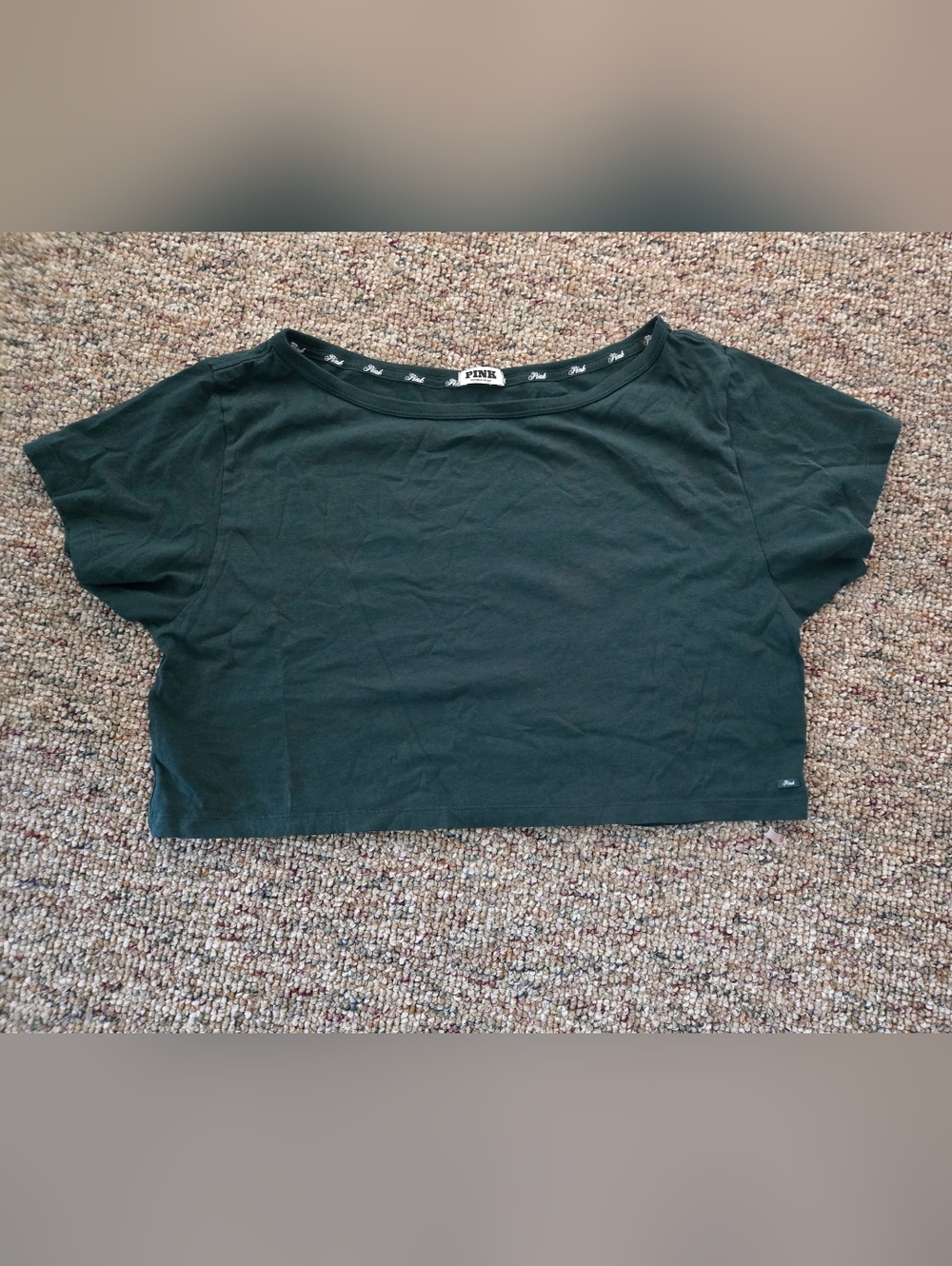 PINK Victoria's Secret Forest Green Short Sleeve Crop Top
